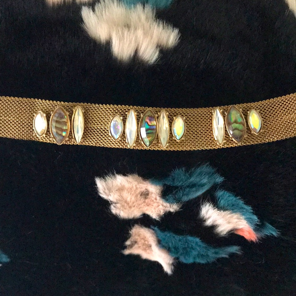 Gorgeous mesh and bejeweled gold choker necklace